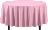 Round Pink Plastic Table Covers | 12 Pack